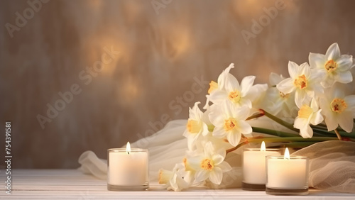 Serenity Surrounds: Daffodils and Scented Candles