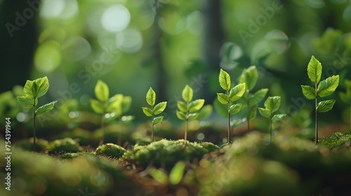 A bunch of fancy little trees set up in a row.