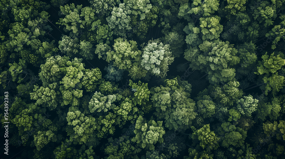aerial view of forest, plants are very important for a healthy environment and for saving planet from environmental disasters  - obrazy, fototapety, plakaty 