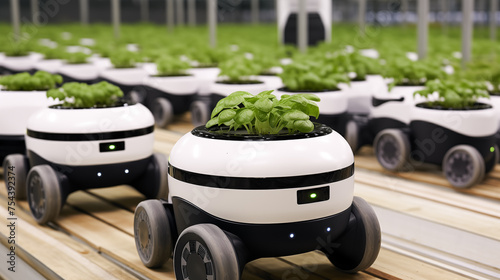 Agriculture robotic and autonomous car working in smart farm, Future 5G technology with smart agriculture farming concept, realistic 