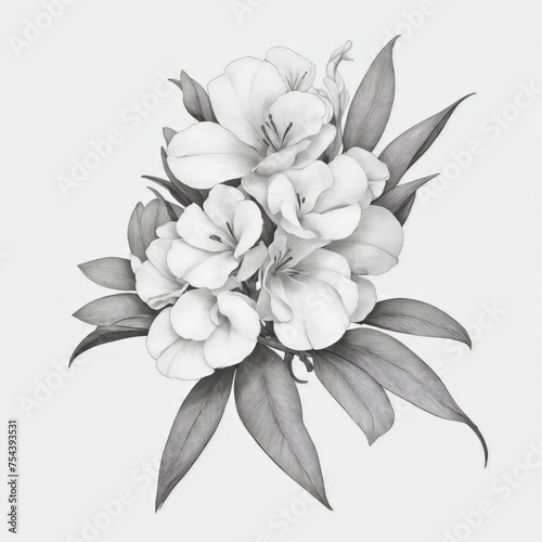 A Oleander tattoo traditional old school bold line on white background