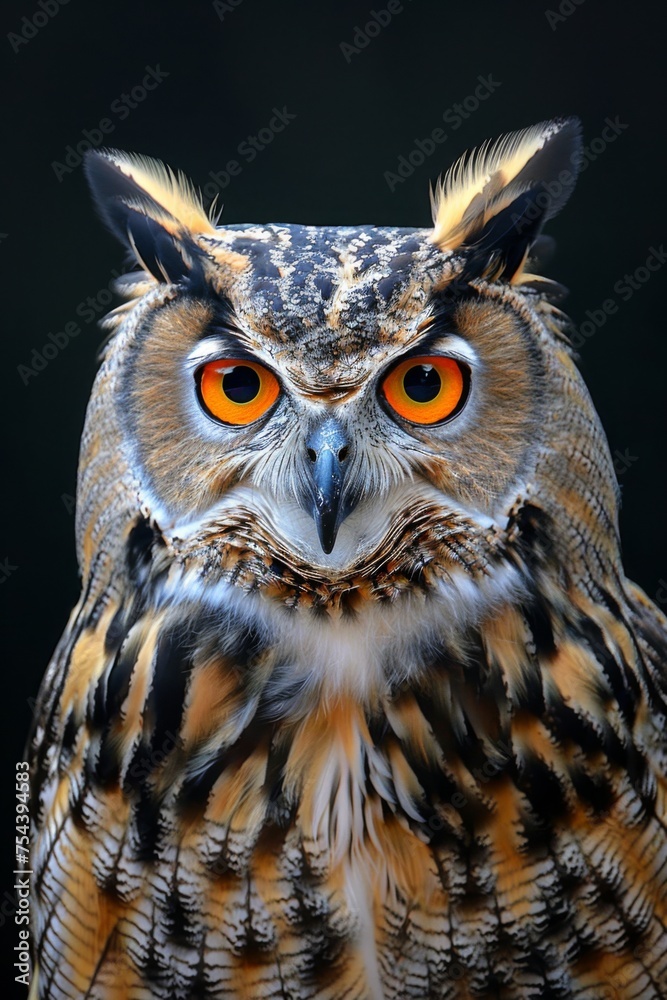 portrait of an owl with orange eyes, generated with AI portrait of an owl with orange eyes, generated with AI