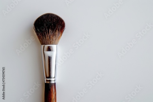makeup brush, round bristle, full length, white background, generated with AI