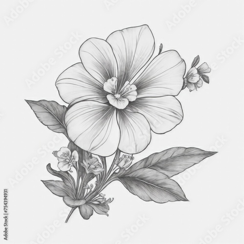 A Primrose tattoo traditional old school bold line on white background