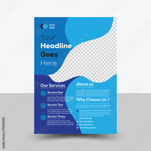 Corporate creative colorful business Blue Elements colorful flyer template design.