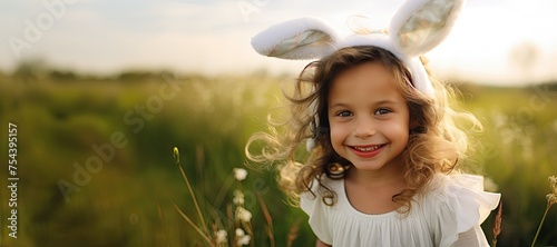 Happy Young Girl Wearing Ea...