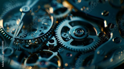 Close-up of a mechanical gears in swiss watch, generated with AI