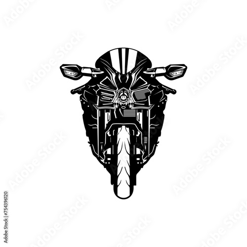 motorcycle ninja h2 front view line art vector illustration