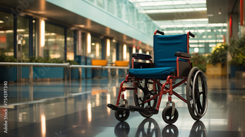 A Wheelchair Standing In An Empty Airport Terminal