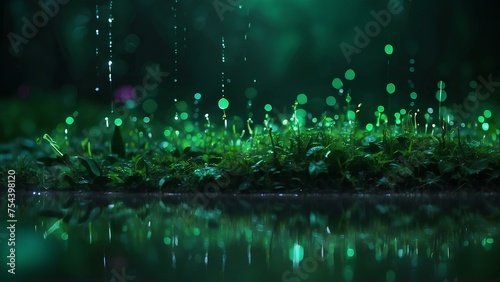 Deep Green Harmony: Conductive Pigment Artistry with Nature's Lush Slightly Blurred Backdrop