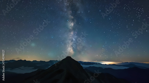 Majestic Milky Way over a Tranquil Mountain Ridge, Generative AI