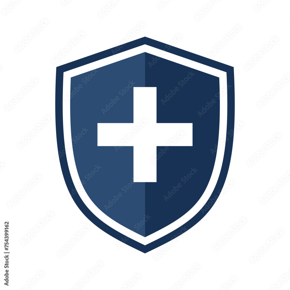 Shield icon with medical cross. Illustration Shield icon with medical cross. Illustration
