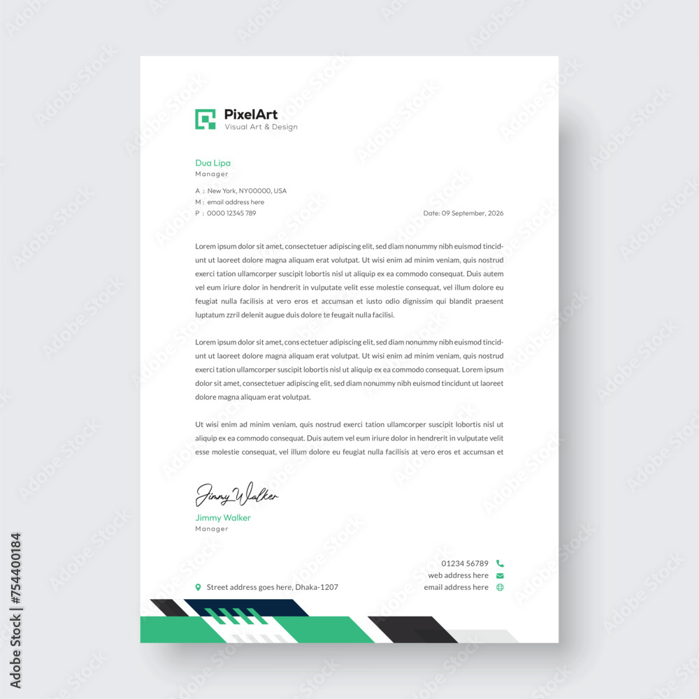 Obraz premium Clean and professional corporate modern letterhead design, creative modern letter head design template