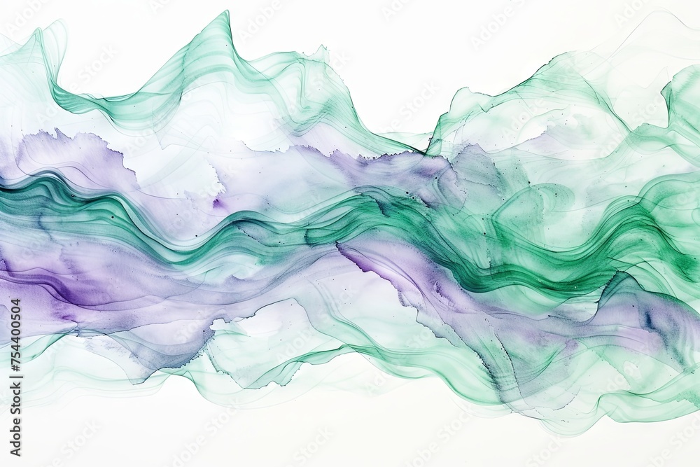 Alcohol ink green purple texture. Fluid ink abstract background. green purple abstract painting background.  Generative ai