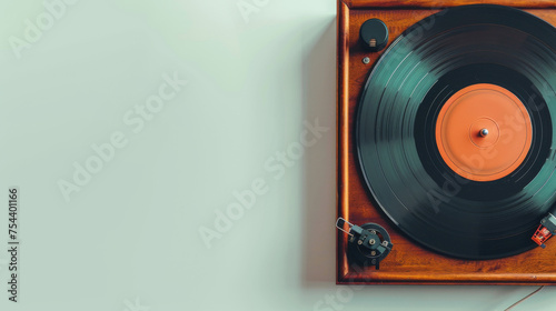 vintage vinyl record player, isolated on a white background