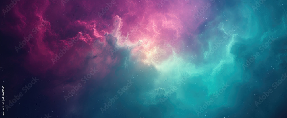 Glowing huge nebula with light from galaxy, stars, planets. Space background with beautiful colors - obrazy, fototapety, plakaty 