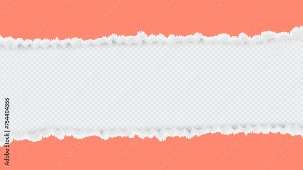 orange sheet of torn paper on transparent background