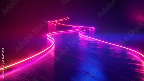 A simple glowing neon line against a dark background.