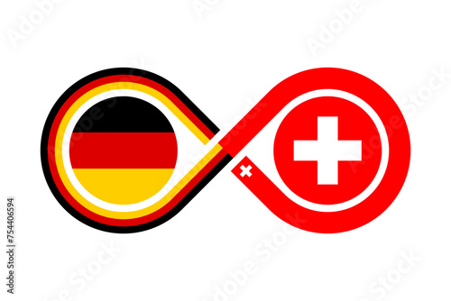 unity concept. germany and switzerland flags. vector illustration isolated on white background