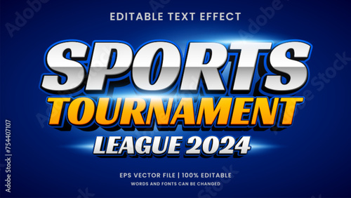 Sports tournament 3d editable text effect. League championship text effect