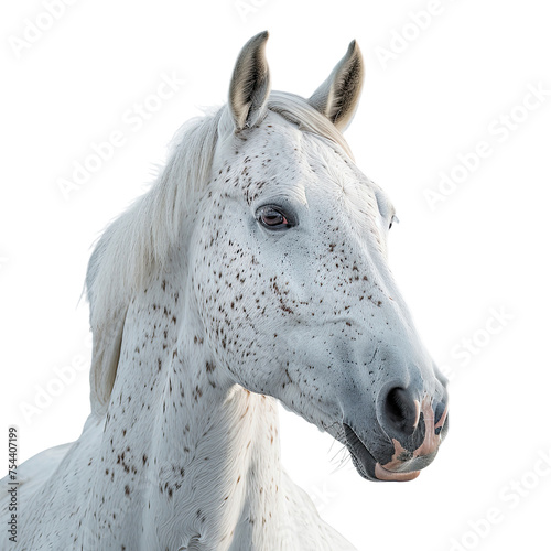 Isolated of white horse head on transparent background