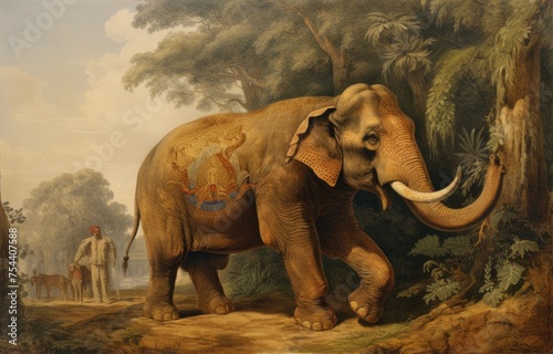 Portrait of an old elephants in the wild