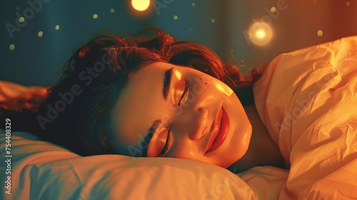 a woman Happy to Sleep