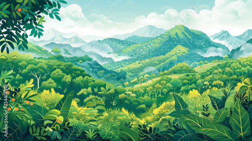 illustration of a green jungle