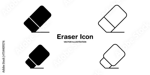 Eraser sign icon set. trendy linear and filled style isolated on White background, modern symbol vector illustration Concept.