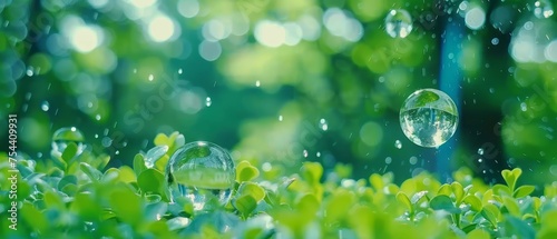 Floating Bubble Above Lush Green Field
