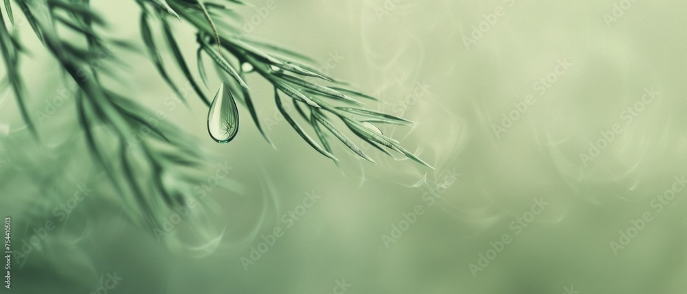 Pine Branch With Water Drops Pine Branch With Water Drops