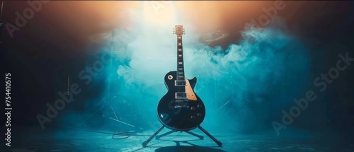 Black Guitar on Stand photo