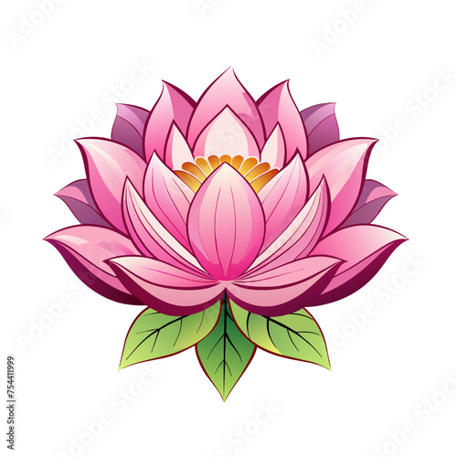 Lotus flower symbol pink water lilly on white