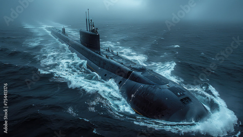 Nuclear submarine surfacing, strategic deterrence patrol,generative ai