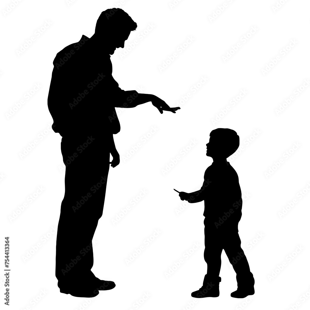 silhouette of parent and child