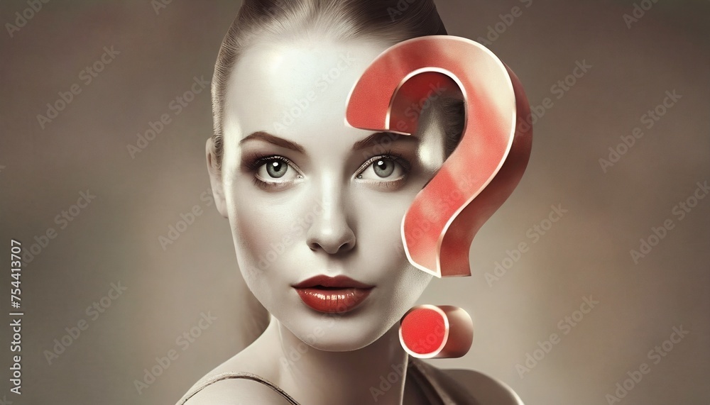 Obraz premium woman with question mark