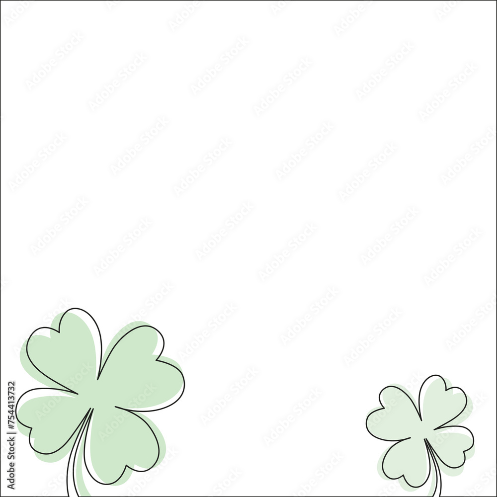Clover flower frame for Saint Patrick day - good lucky symbol, single line. Minimalism illustration for design template social media. Clover flower frame for Saint Patrick day - good lucky symbol, single line. Minimalism illustration for design template social media.