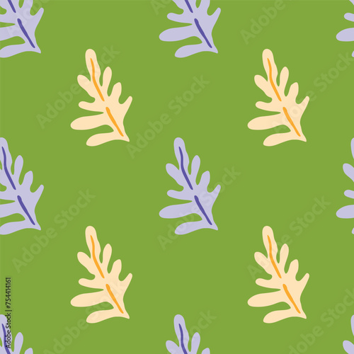 Lush green leaves and exotic plants in a seamless pattern.