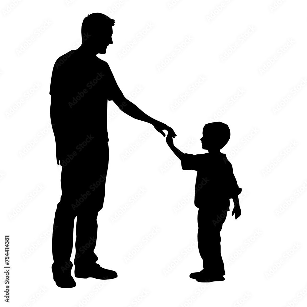 silhouette of father and son