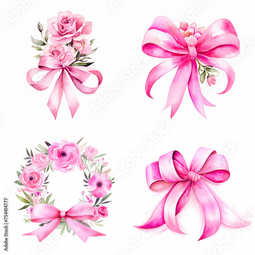 set of bows with ribbons clipart