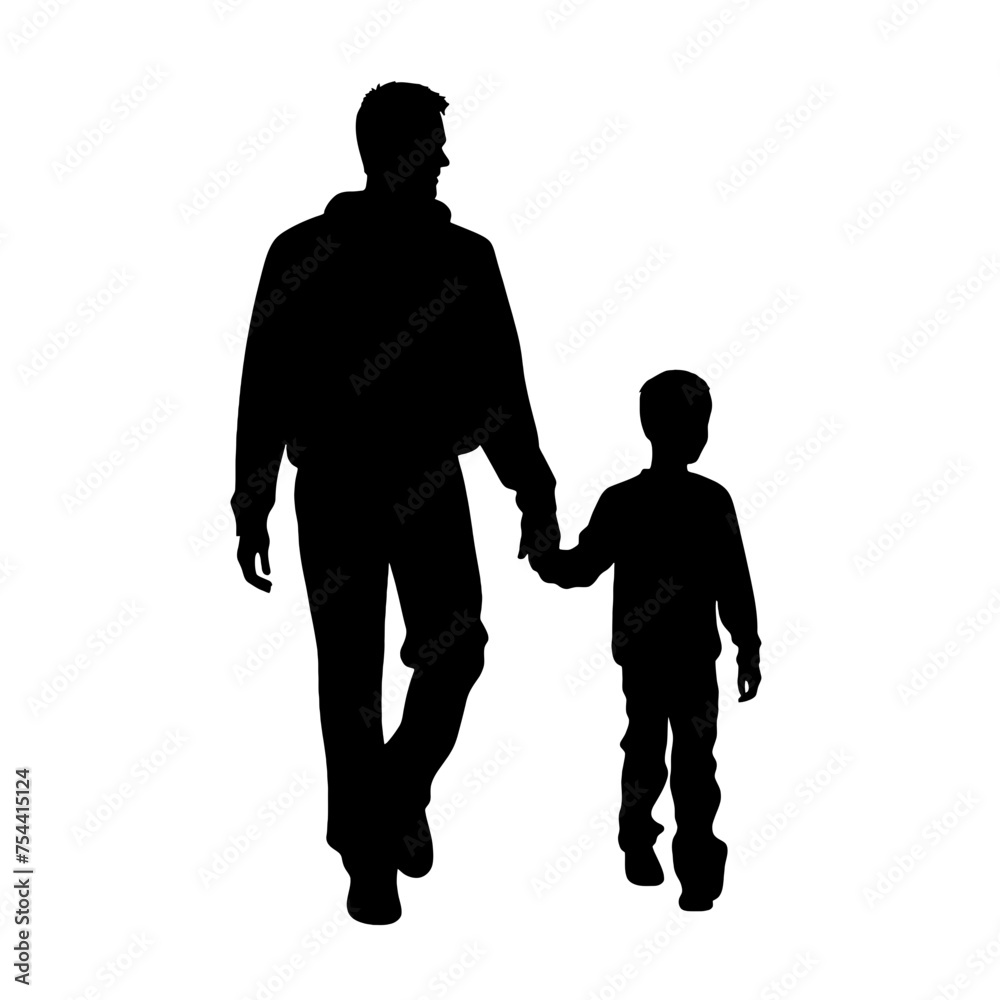Vector silhouette of father with his son on white background. Vector silhouette of father with his son on white background.