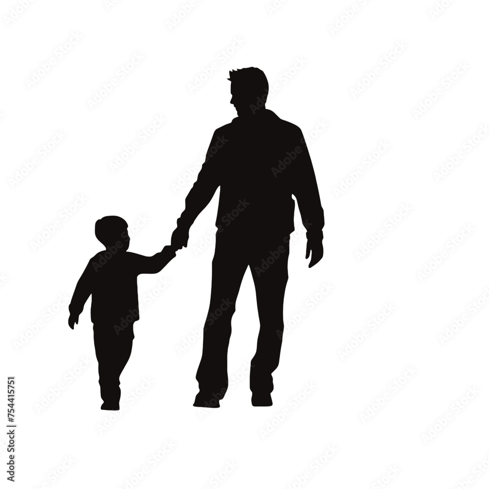 Vector silhouette of father with his son on white background. Vector silhouette of father with his son on white background.