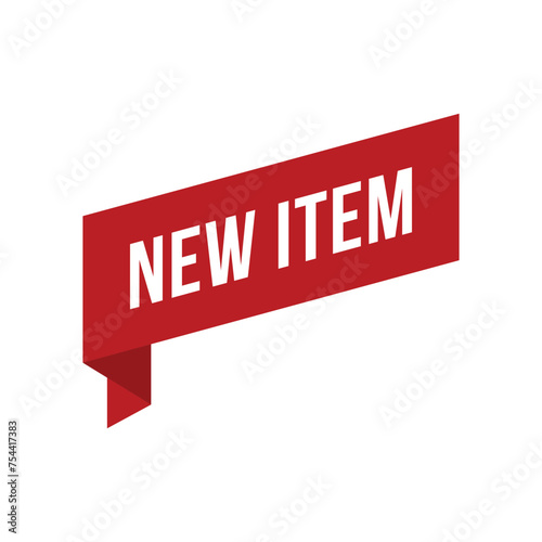 Red New Item Ribbon Vector Design Template