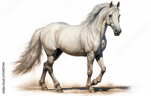 White horse isolated on white background © ART IMAGE DOWNLOADS