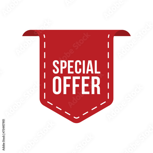 Red Special Offer Ribbon Vector Design Template
