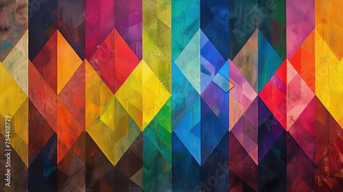 An abstract canvas featuring a rich palette of colorful geometric backgrounds