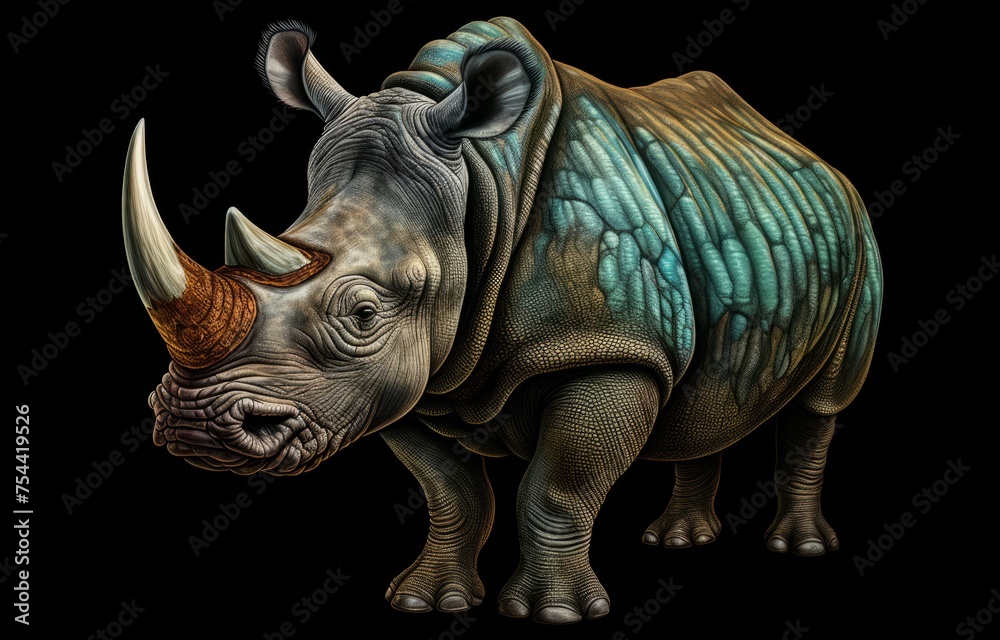Fototapeta premium Rhino isolated on black background