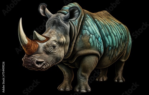 Rhino isolated on black background