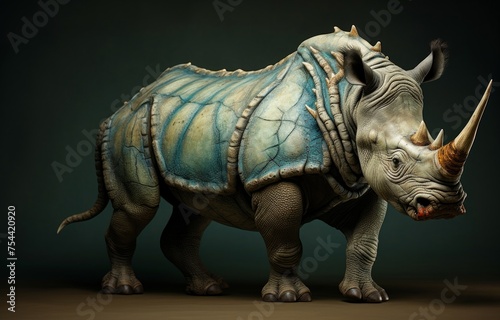 Rhino with strong coloured armour 