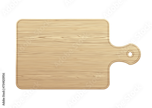 Wood textured cutting board in flat design style isolated on white. Vector illustration